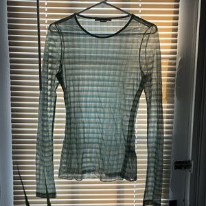 Acne Studios plaid long sleeve sheer top
